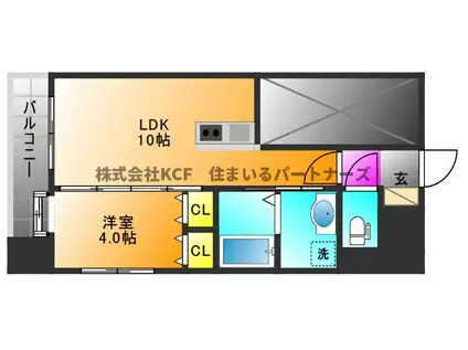 アポロ久留米東町(1LDK/2階)の間取り写真