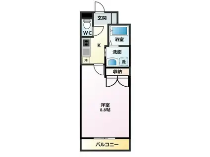 ラグナガーデン亀川(1K/4階)の間取り写真