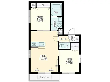 クレールメゾン(2LDK/3階)の間取り写真