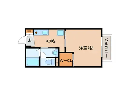 ヴィラ多聞(1K/2階)の間取り写真