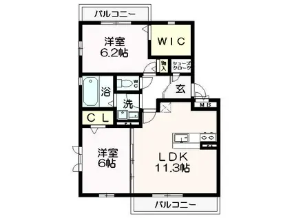 コージィ・ボナール(2LDK/3階)の間取り写真