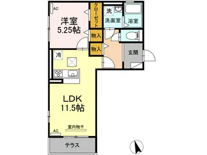 カーサTEN(1LDK/3階)の間取り写真