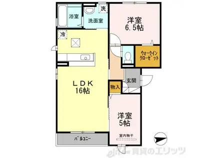 プルメリア(2LDK/1階)の間取り写真