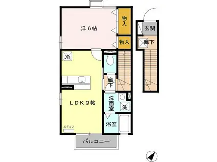 ローズコート西三島C(1LDK/2階)の間取り写真