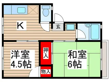 フラットフォー(2K/1階)の間取り写真