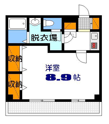 フォブール本町(1K/2階)の間取り写真