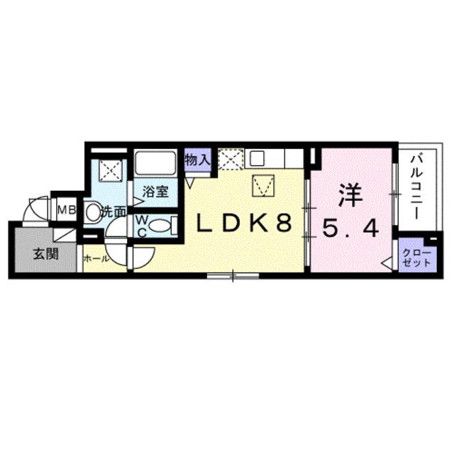 モンテリザイア紀和(1LDK/1階)の間取り写真