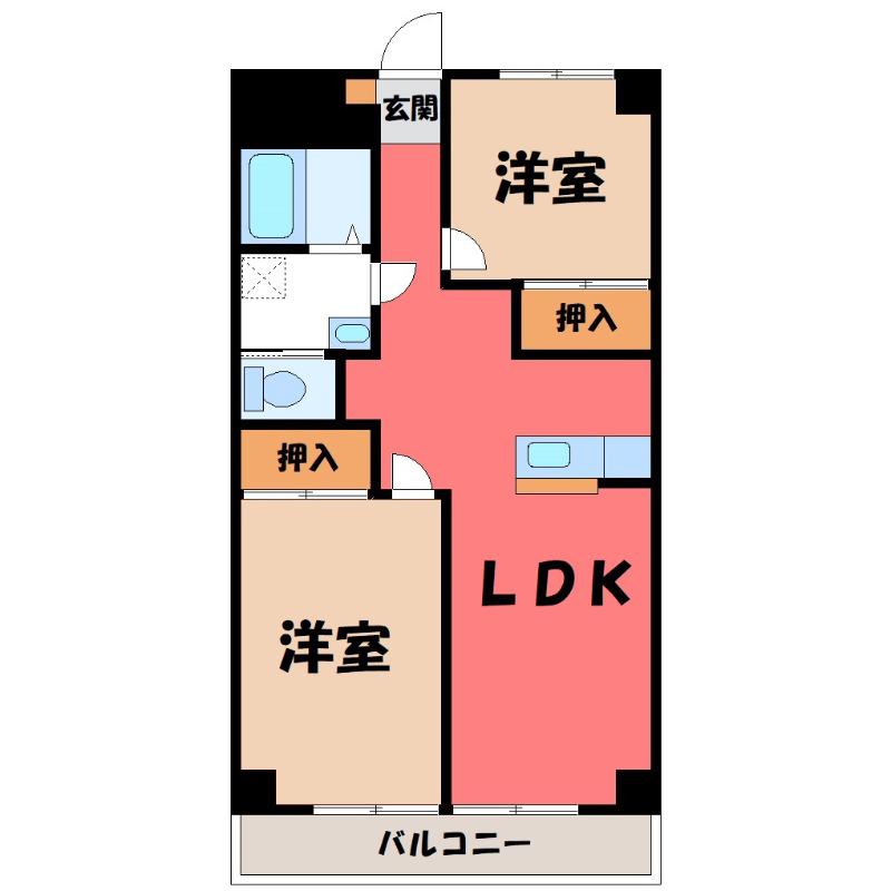 シェモワ前橋(2LDK/7階)の間取り写真