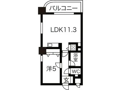 セザール南10条西(1LDK/5階)の間取り写真
