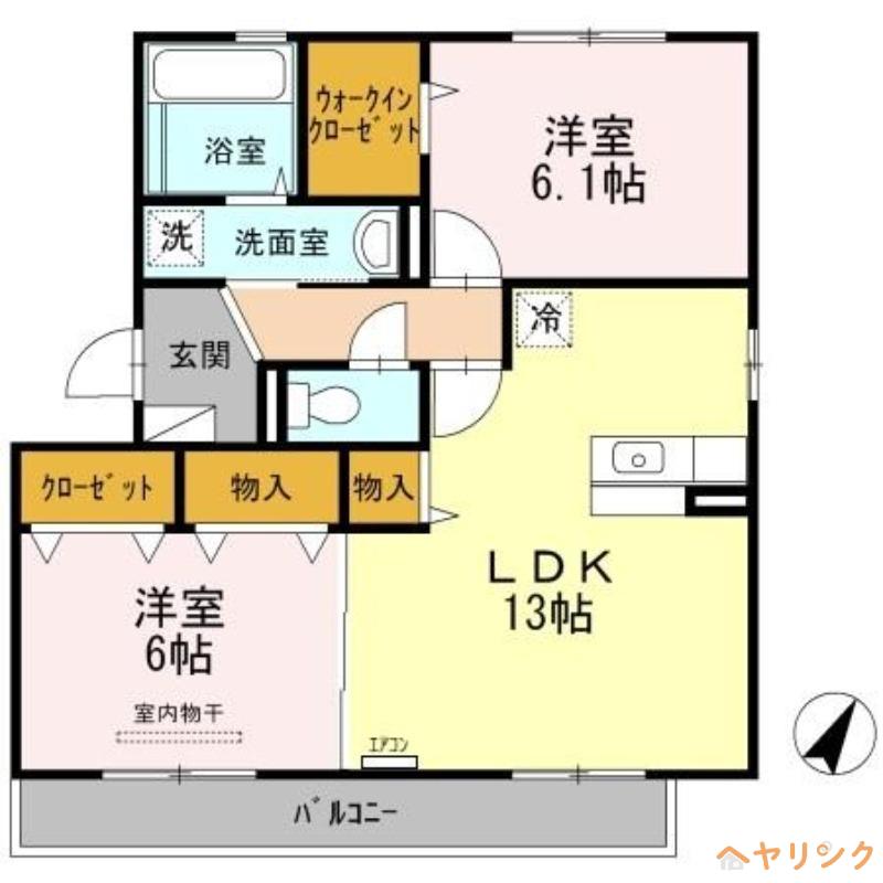 カーサシャルマン A棟(2LDK/2階)の間取り写真