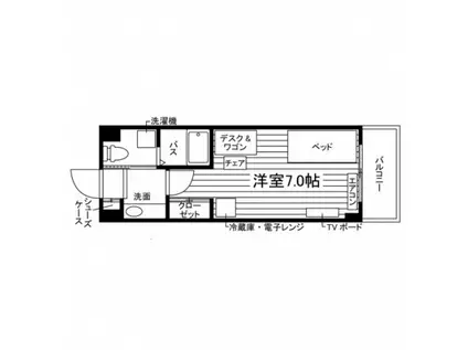 学生会館 ユニドーム川内(ワンルーム/2階)の間取り写真