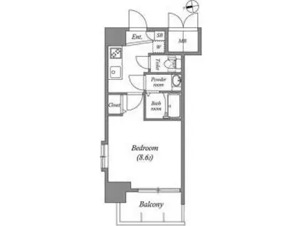 スプランディッドVII(1K/2階)の間取り写真