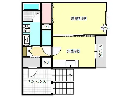 ウエストヴィラージュ(1DK/3階)の間取り写真