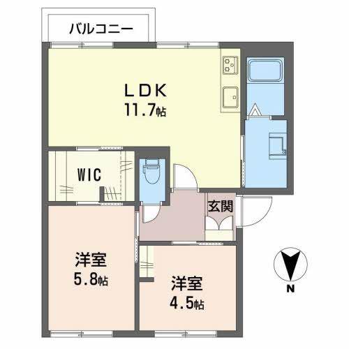 メモリーハウス(2LDK/1階)の間取り写真