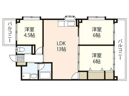 ブルージュ下中野(3LDK/1階)の間取り写真