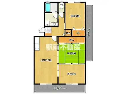 ファミーユ筑紫(3LDK/1階)の間取り写真