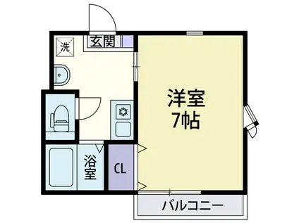プレイスヨコハマ(1K/2階)の間取り写真