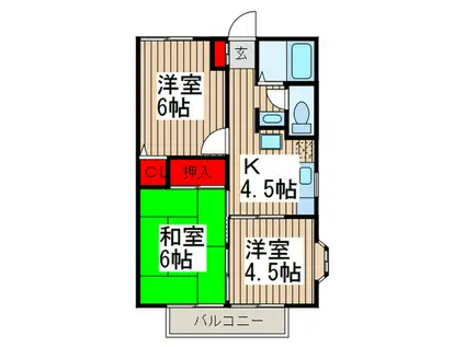 ライトコート国府台Ⅲ(3K/2階)の間取り写真
