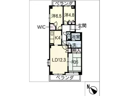サンマンションアトレ御棚町 401号(3LDK/4階)の間取り写真