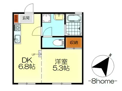 M・テラス宮原 A棟(1DK/2階)の間取り写真