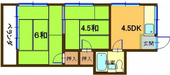 メゾンひばり(2DK/2階)の間取り写真
