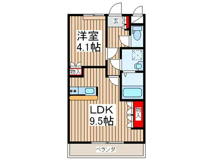 フランシーズ(1LDK/2階)の間取り写真