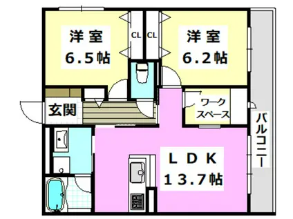 シャーメゾン小柳(2LDK/3階)の間取り写真