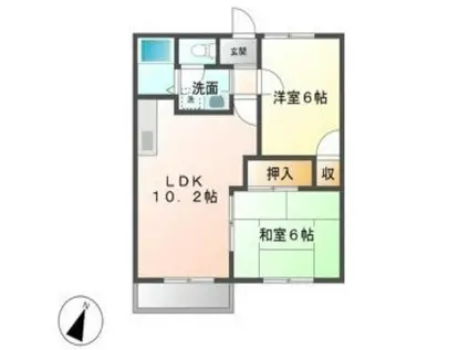 風とひなたのアマルフィ(2LDK/1階)の間取り写真