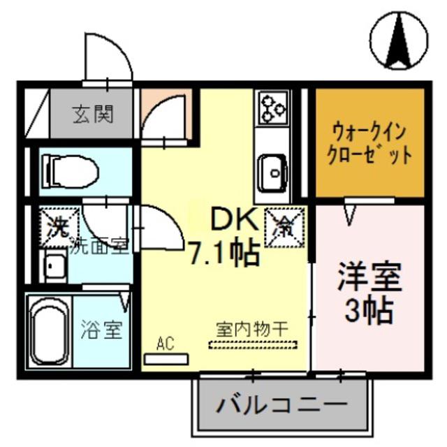 アジーロ コート(1DK/2階)の間取り写真