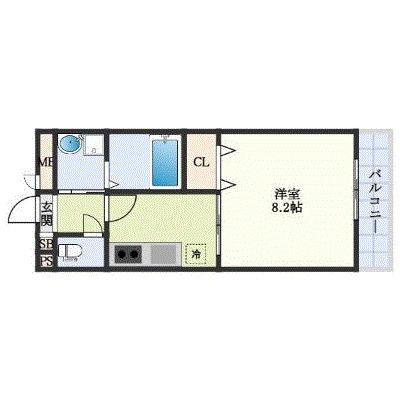 アンプルールクラージュアミティエ(1K/1階)の間取り写真