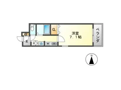 トレイズIII(1K/6階)の間取り写真