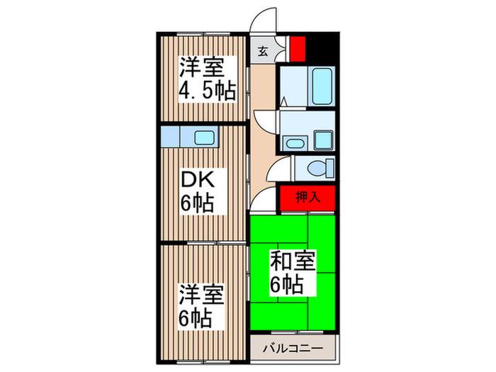 プランドール田村(3DK/3階)の間取り写真