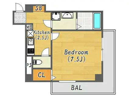 ONLYONE伊丹駅前(1K/6階)の間取り写真