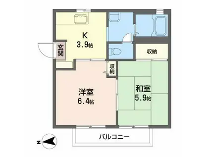 グランバリエB(2K/1階)の間取り写真