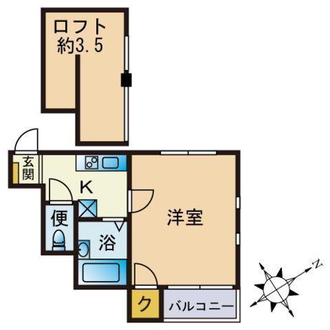 フリーデ地行(1K/1階)の間取り写真