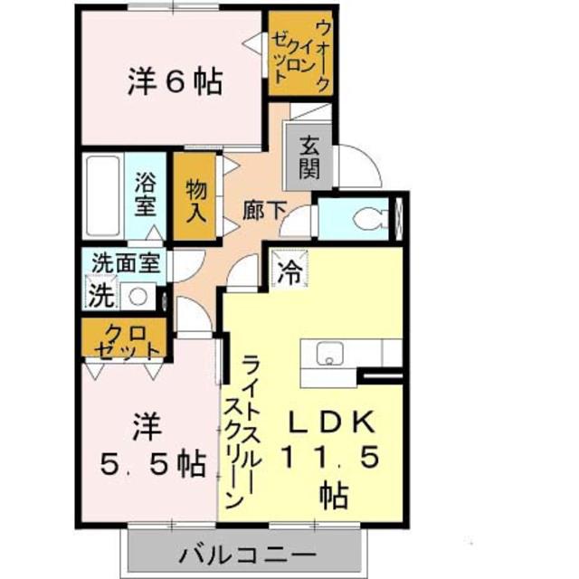 松韻舎B棟(2LDK/2階)の間取り写真