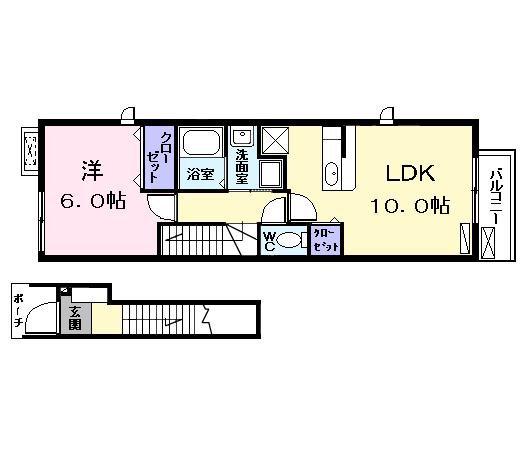 CASA 18(1LDK/2階)の間取り写真