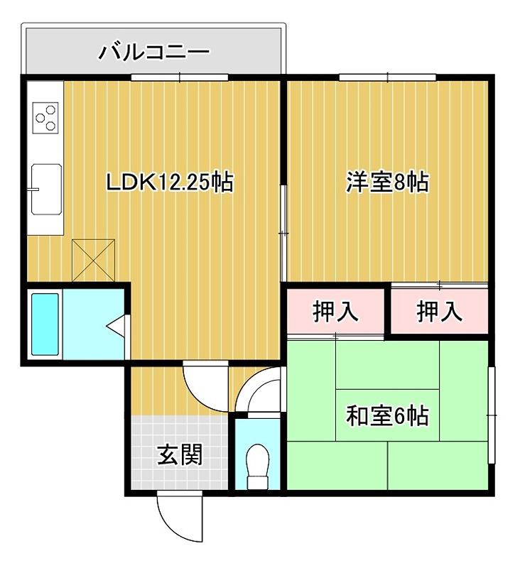 コーポ都(2LDK/1階)の間取り写真