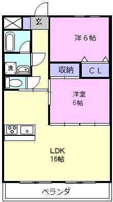 ふじ第二マンション(2LDK/2階)の間取り写真