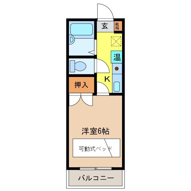 城山ハイツI(1K/2階)の間取り写真