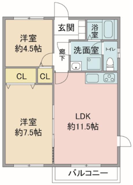 エスポワールいずみ(2LDK/2階)の間取り写真