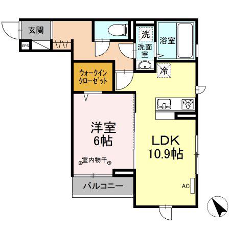 MONTEE AMOUR 2ND(1LDK/2階)の間取り写真