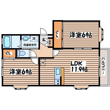 ハイブリッジ泉ヶ丘(2LDK/1階)の間取り写真