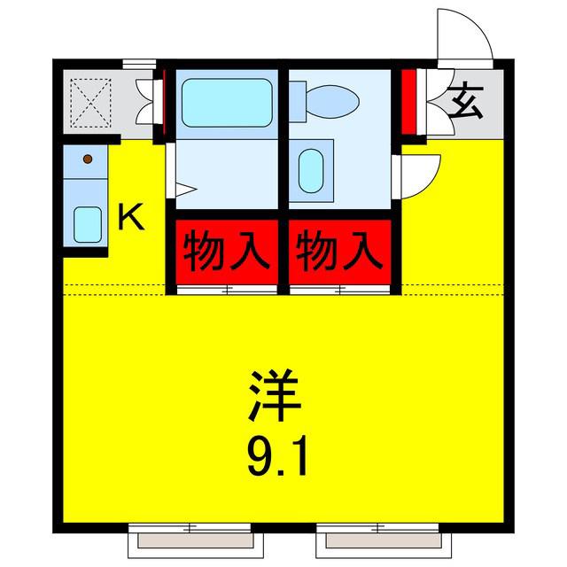 クローバーハイツA(1K/2階)の間取り写真