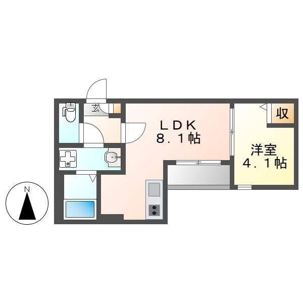 メイクスR高畑(1LDK/3階)の間取り写真