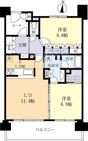 サーパス赤塚駅前502(2LDK/5階)の間取り写真