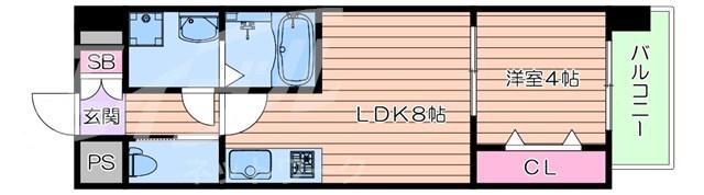 ライフステージ江坂南(1LDK/5階)の間取り写真