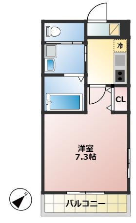 新浦安アドレス(1K/2階)の間取り写真