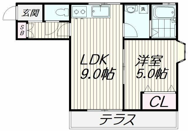 ル・カトレアII(1LDK/1階)の間取り写真