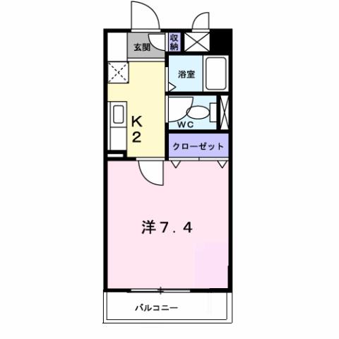 セントラルカーサ(1K/2階)の間取り写真